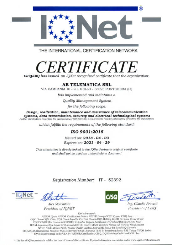 Certificazione ISO 9001-2015