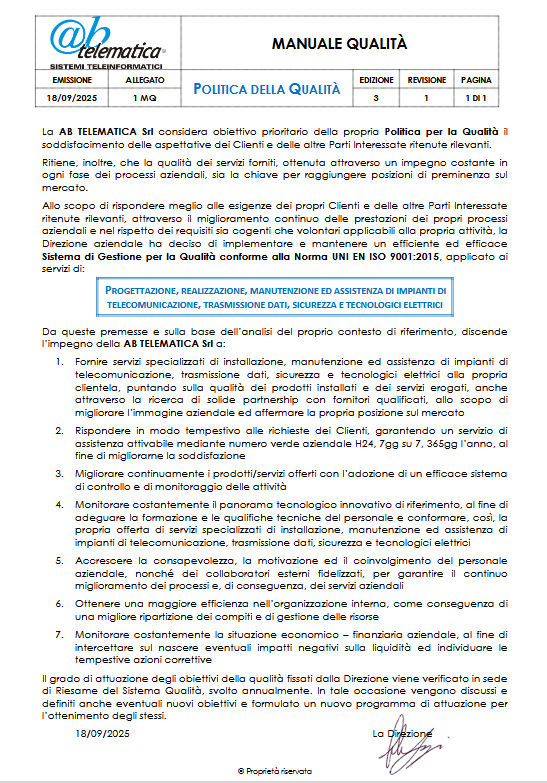 Politica della Qualità